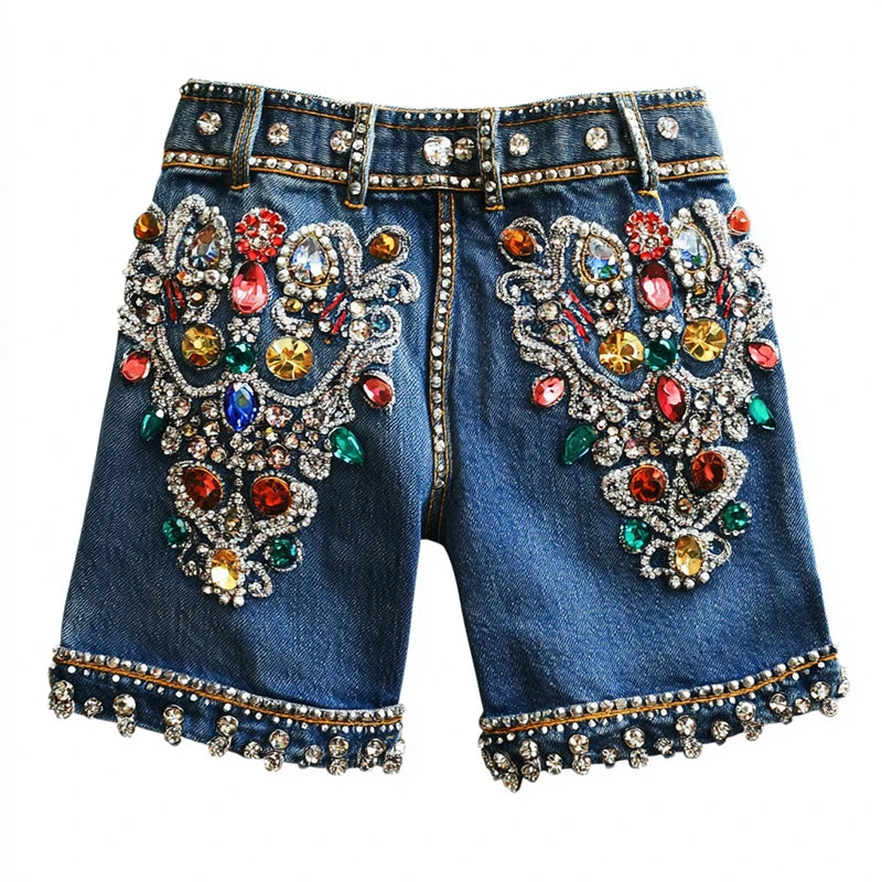 Denim Men's Plus Size Shorts Breathable Smart Casual Elastic Waist Knitted Sashes Stitching Distressed Cut with Hem Hot Shorts
