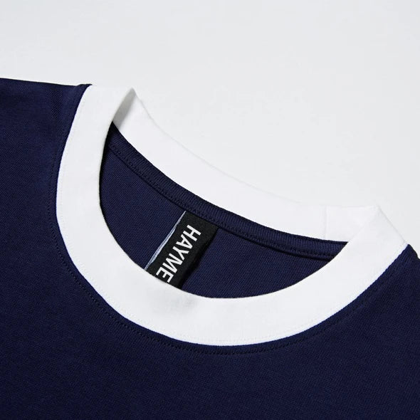 Premium Casual 100% Cotton Tshirt with Ringer Sleeves Oversized Fit and Custom Digital Printing Logo Wholesale Plain Tshirt