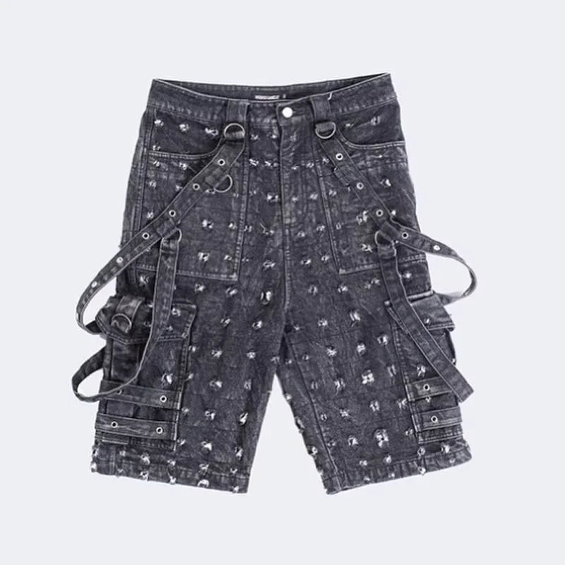 Custom Denim Straight Mid Waist Light Wash Breathable Windproof Jeans Shorts for Men Summer
