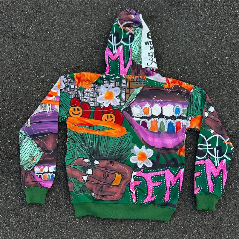Custom Full Sublimation Hoodie All Over Print Y2k Zip up Hoodie Men Graphic Hoodies Streetwear