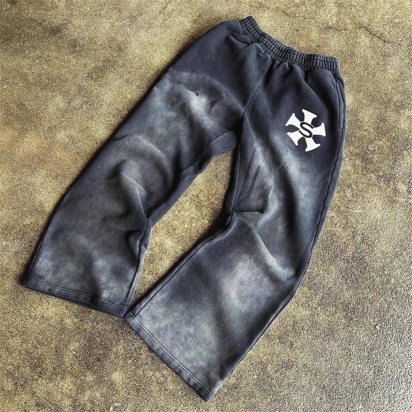Custom Acid-Wash Wide-Leg Track Pants | OEM/ODM