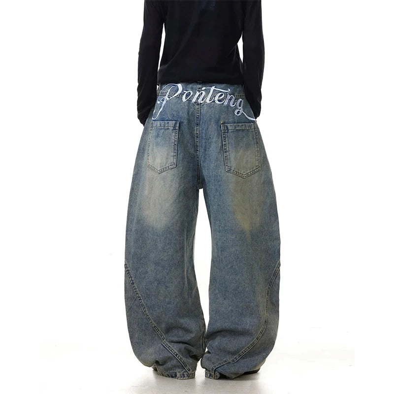 Custom Unisex Designer Denim Jeans Embroidered Mid Rise Light Wash Loose Fit Casual High Quality Streetwear Manufacturer