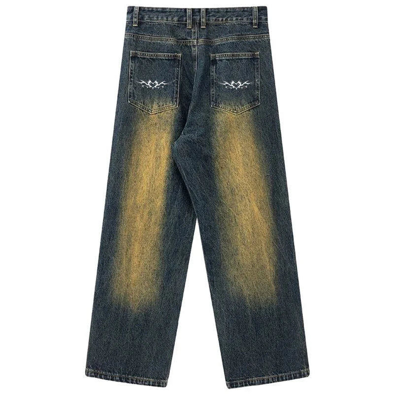 Custom Straight Leg Pencil Pants High Waist Denim Jeans for Men Wash Jeans Pants