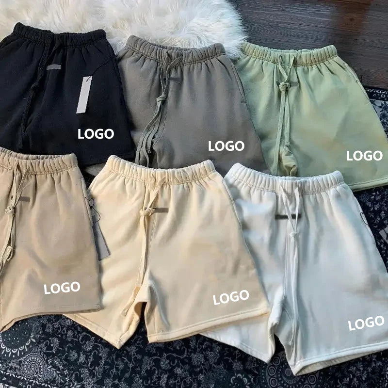 Custom Casual Long Drawstring French Terry Heavy Mens Unisex Fleece Cotton Breathable Eco-Friendly Training Athletic Shorts