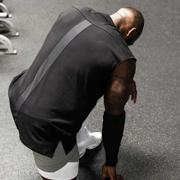 Summer Fashion Breathable Knitted Casual Loose Plus Size Solid Color O-neck Sleeveless Sweat-wicking Gym Men's Tank Tops