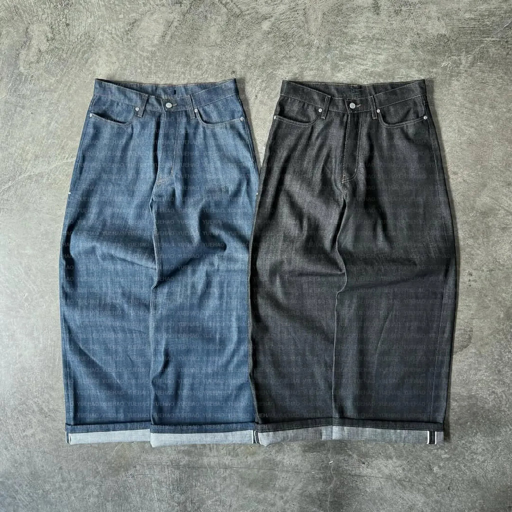Jean Custom Designer Oversize Vintage Stretch Boot Cut Wide Leg Japanese Selvedge Denim High Light Spring Solid Breathable