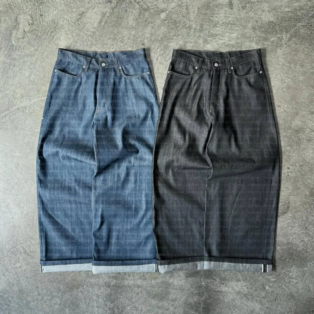 Jean Custom Designer Oversize Vintage Stretch Boot Cut Wide Leg Japanese Selvedge Denim High Light Spring Solid Breathable