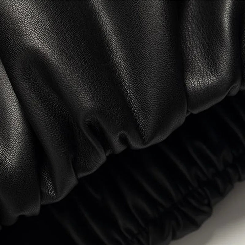 Custom Men's Leather Motorcycle Jacket for Women Oversize Black Zip-Up PU Leather Bomber Jacket Eco-Friendly Windproof Casual