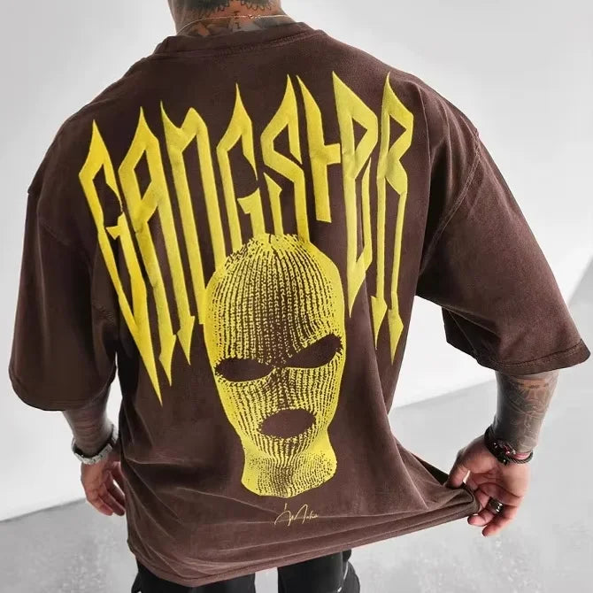 Custom 300 Gsm Printed T-shirts Heavy Weight Graphic 3d Puff Screen Printing Oversized Dropped Shoulder Streetwear Tshirts Men