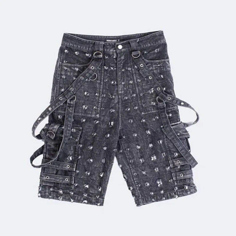 Custom Denim Straight Mid Waist Light Wash Breathable Windproof Jeans Shorts for Men Summer