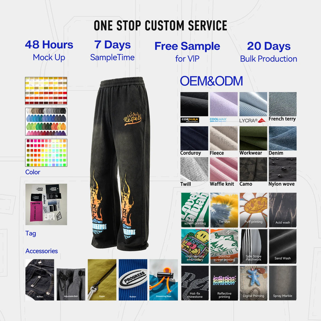 Custom 500 Gsm 100% Cotton Eco-Friendly Heavyweight Ripped Corduroy Hip Hop Sweatpants Baggy Blank Men