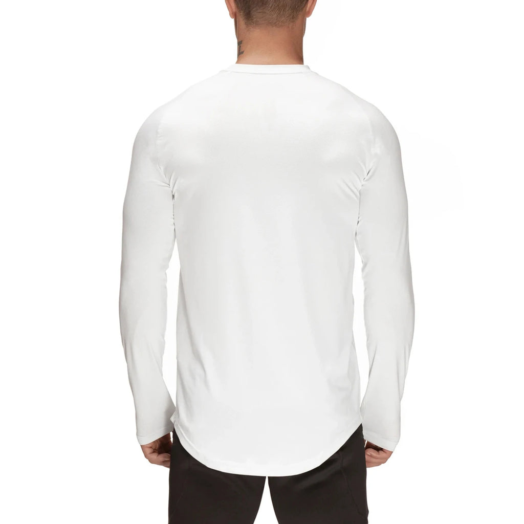 Custom White Cotton Mens Gym Athletic T Shirt Printing Long Sleeve T-Shirt