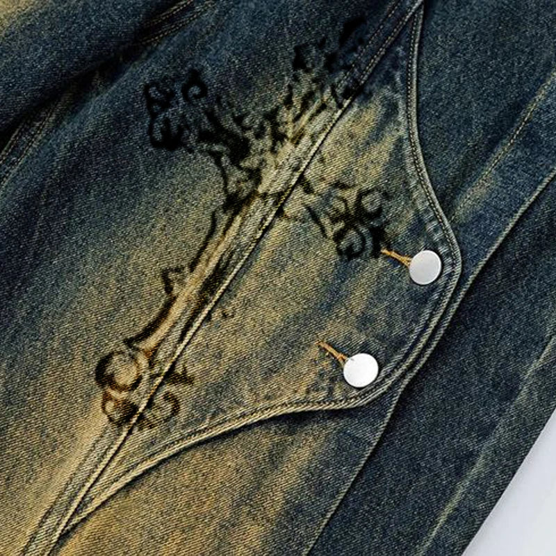 Custom Straight Leg Pencil Pants High Waist Denim Jeans for Men Wash Jeans Pants