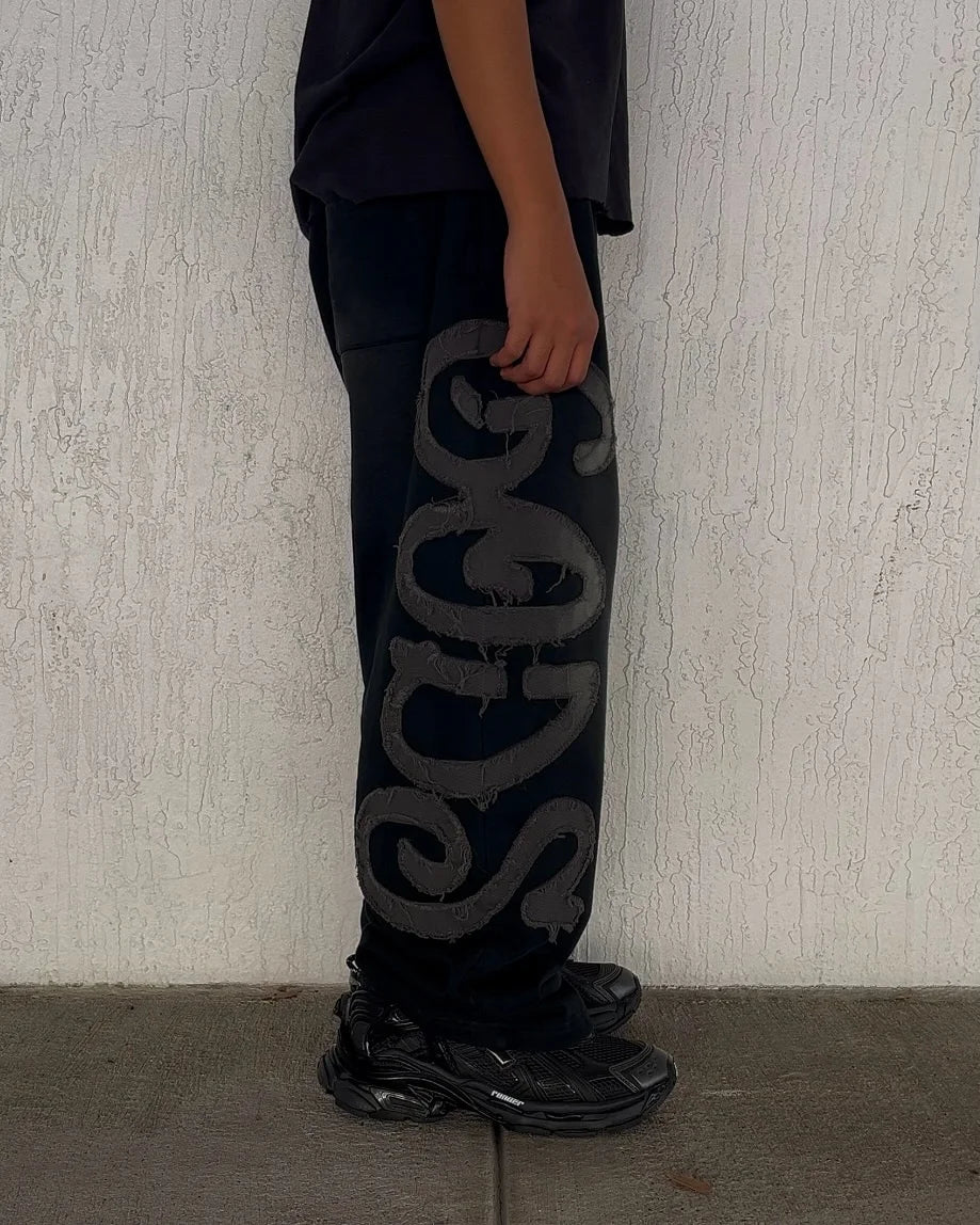 Custom Heavyweight 100% Cotton High Quality Jogger Loose Embroidery Wide Leg Pants Vintage Men Sweatpants