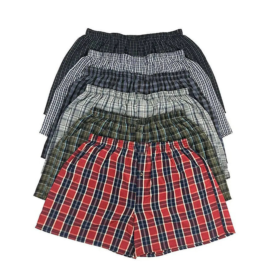 Wholesale Men's Checker Plaid Shorts Assorted Cotton Blend Boxers Trunks Underwear Boxer Shorts Men