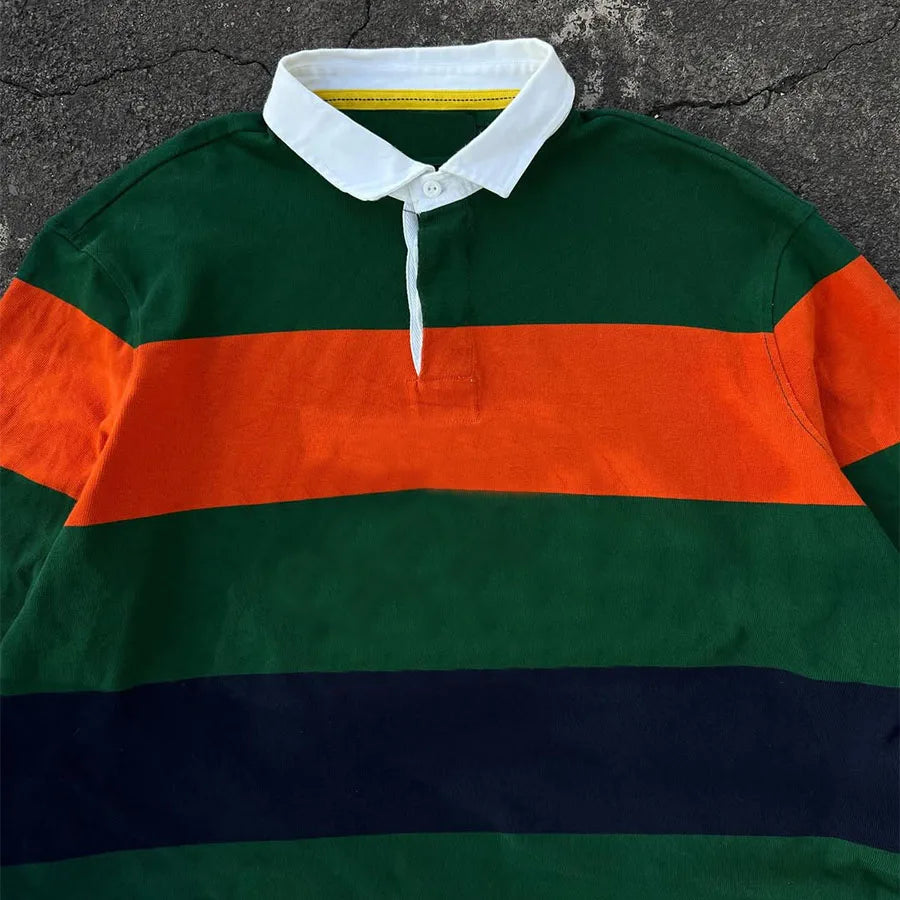 Custom Men's Casual Rugby for Long Sleeve Knitted 100% Cotton Anti-Pilling 200g High Quality