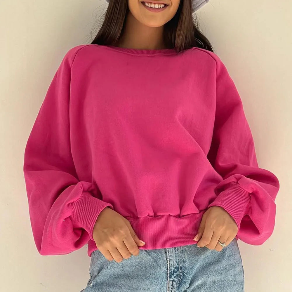 Custom Oversized Cropped Crewneck Sweatshirt Woman Plain Boxy Crop Top Sweatshirt