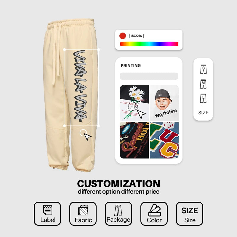 Custom 500 Gsm 100% Cotton Eco-Friendly Heavyweight Ripped Corduroy Hip Hop Sweatpants Baggy Blank Men