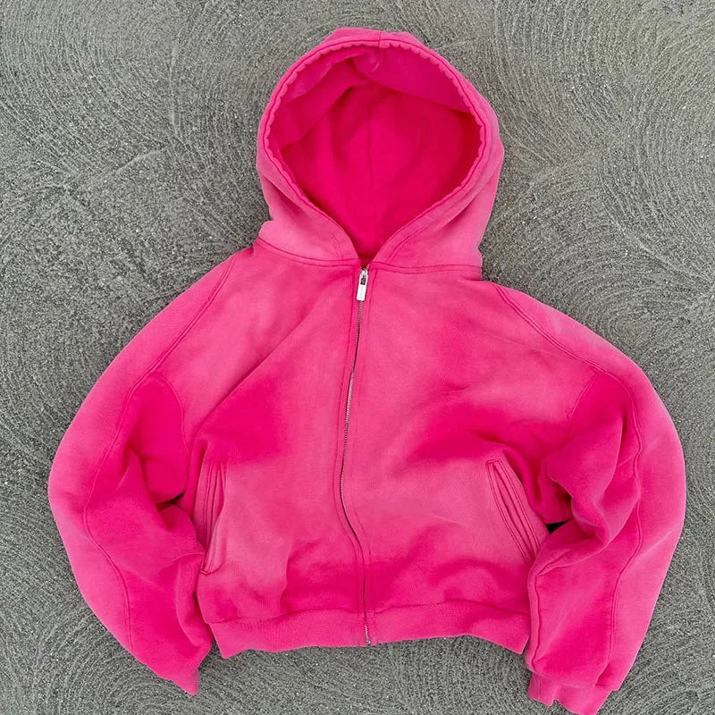 Custom Women Hoodies and Sweatshirts Zipper Cropped Hoodie Woman