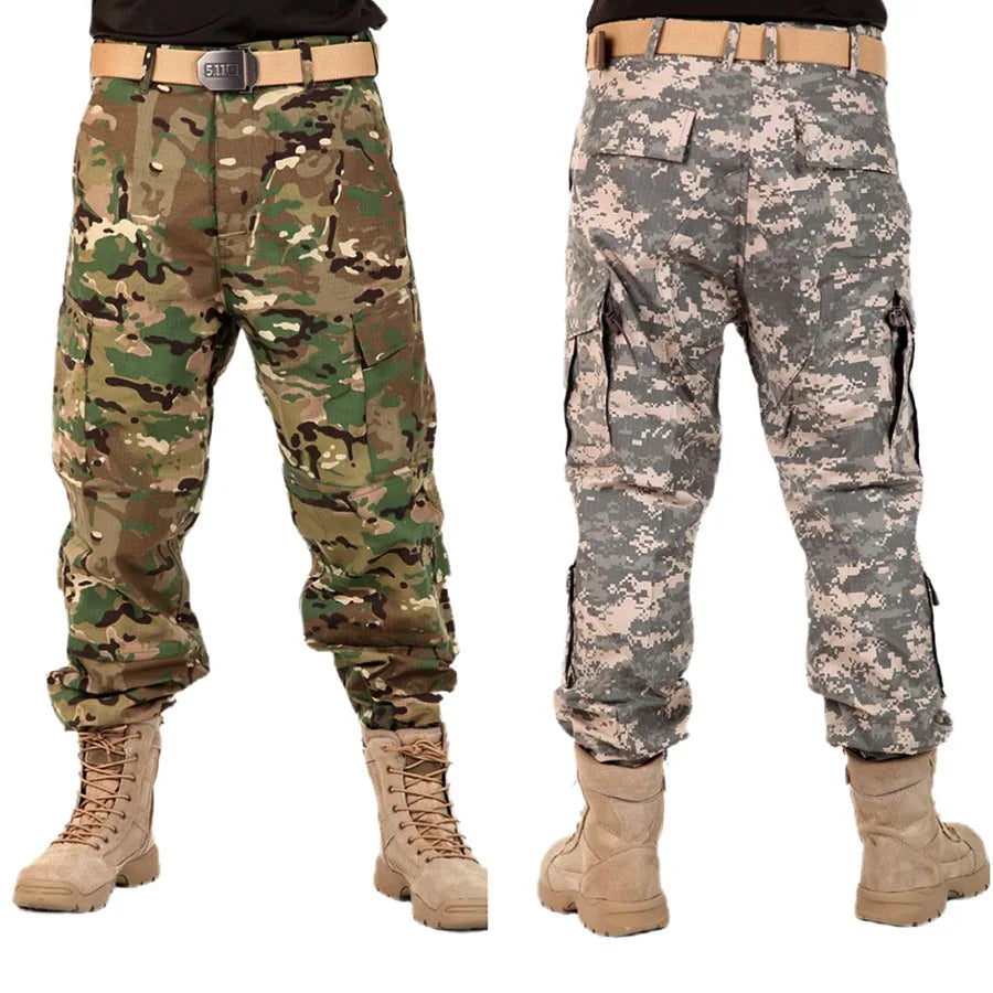 Custom Outdoor Canvas Hiking Pants Waterproof Camouflage Hunting Tactical Pants for Men Camo Cargo Pants Trouser