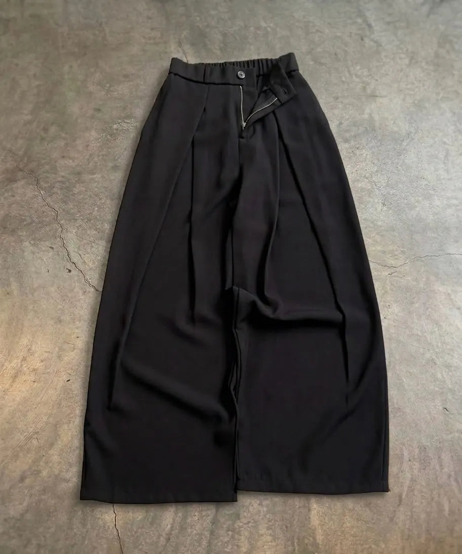 Custom Baggy Black Pleated Dress Pant Men Casual Wide Leg Pleat Pants Trouser