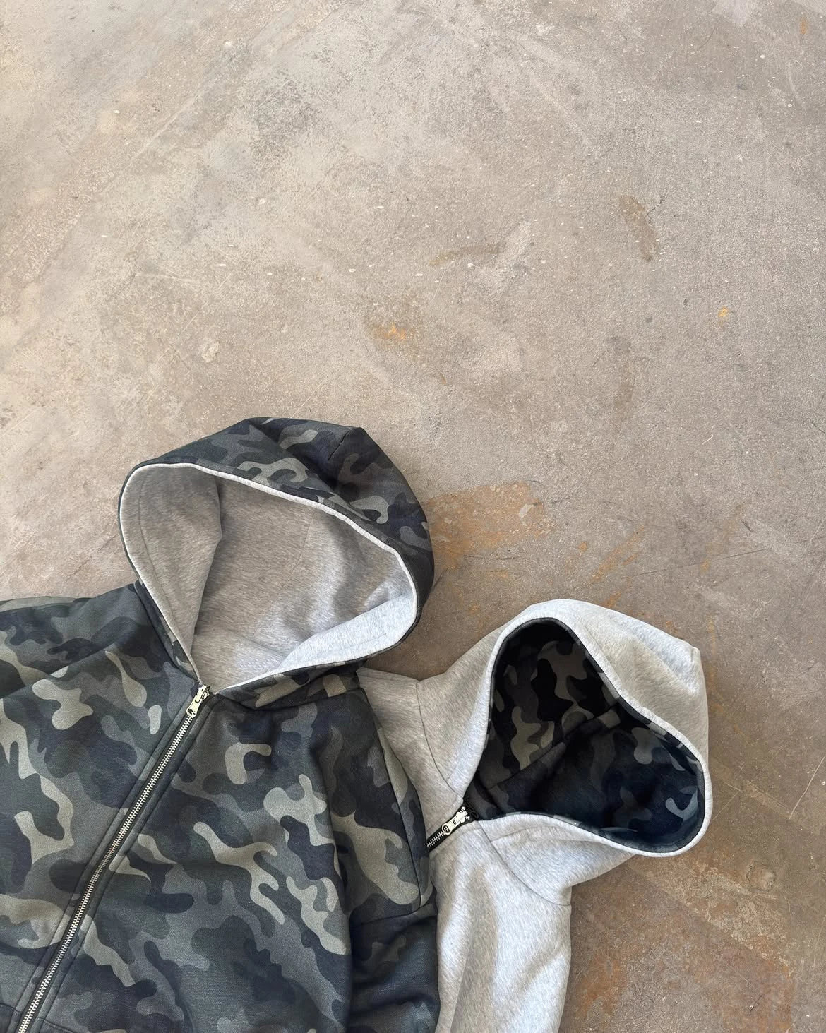 Custom Men's Camo Oversized Zip-Up Reversible Hoodie 100% Cotton Boxy Fit Camouflage Hoodie Unisex
