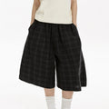 Custom Women Casual Baggy Plaid Shorts for Women Cotton 3/4 Long Shorts