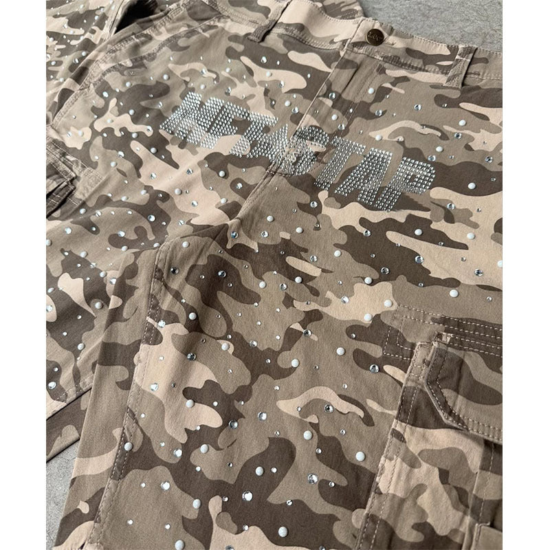 Custom Tactical Cargo Shorts Men Designer Rhinestone Casual Cargo Shorts Sumer for Men Denim Shorts