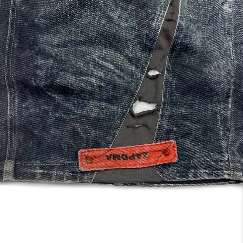 Custom Men's Casual Denim Straight Leg Jeans Light Wash Mid Waist Knitted Washable Heavyweight Spring Streetwear