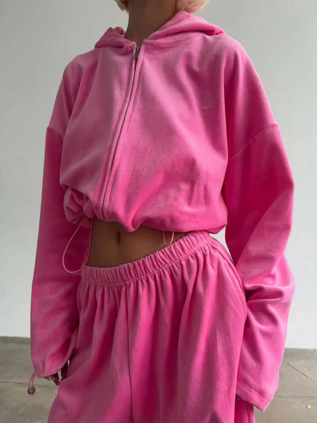 Custom Velour Tracksuit for Women Casual Velour Zip up Hoodie Set Track Suit Manufacturer