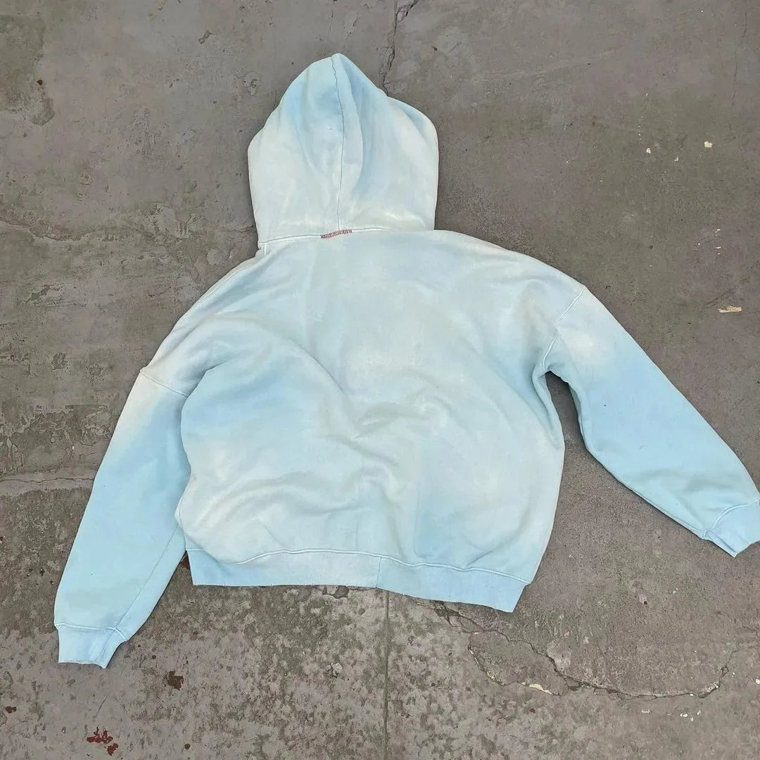 Custom Zip up Hoodies Crop Fit Heavy Weight Sun Fade Boxy Zipper Hoodie for Men
