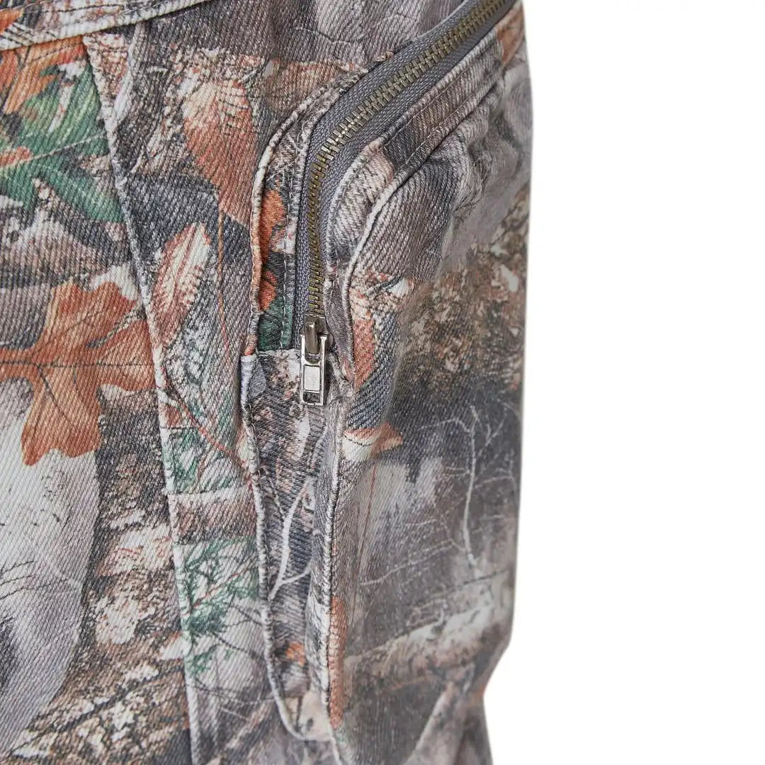 Oem Custom Real Tree Camo Straight Cargo Jeans for Men Light Wash Spring/Summer/Autumn/Winter
