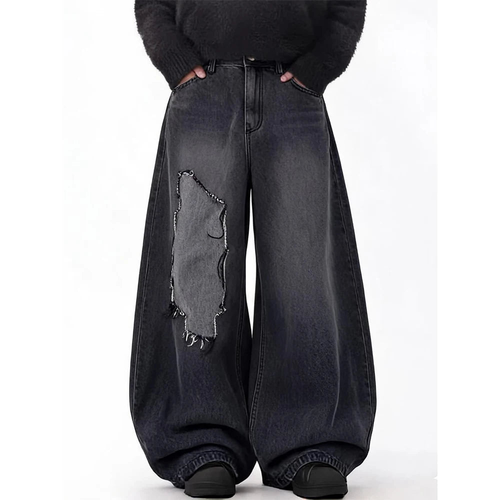 Custom Men's Baggy Jeans Pants for Men Wide Leg Denim Jeans Manufacturer