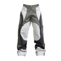 Custom Worsted Patchwork Casual Stacked Jogger Track Pants Baggy Streetwear Y2K Flared Sweatpants Mid High Zipper Fly Men