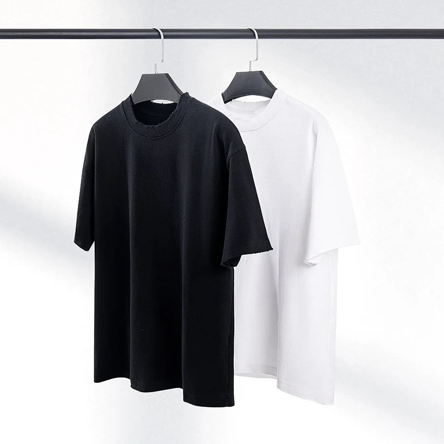 High Quality Tshirt Plain White T-shirt for Men 400g Heavyweight Plain Round Neck t Shirt 100 Cotton Wholesale