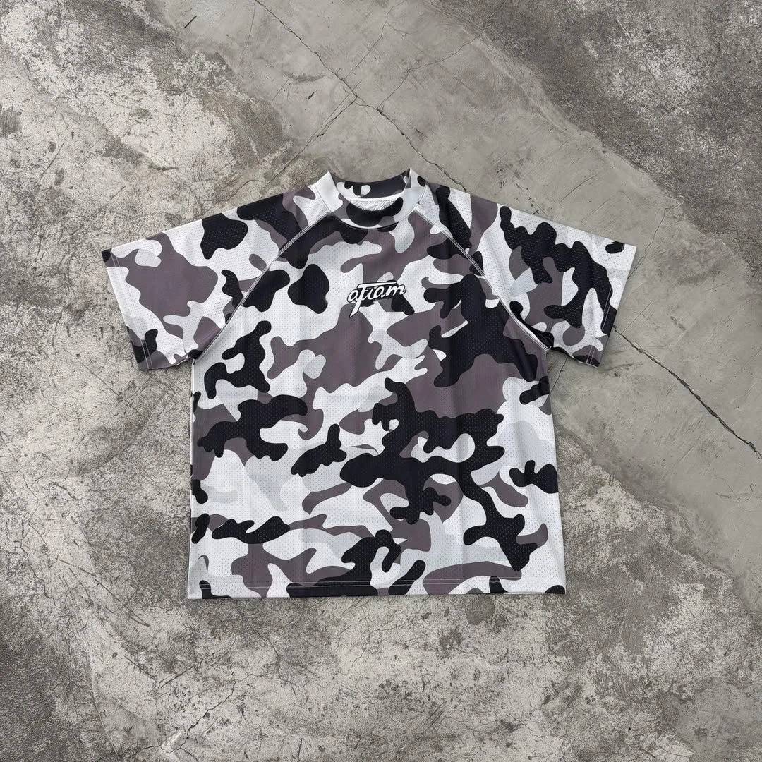 Custom Camouflage Print Tee Shirts with logo Tee Shirt Polyester Jersey Camo Mesh t Shirt