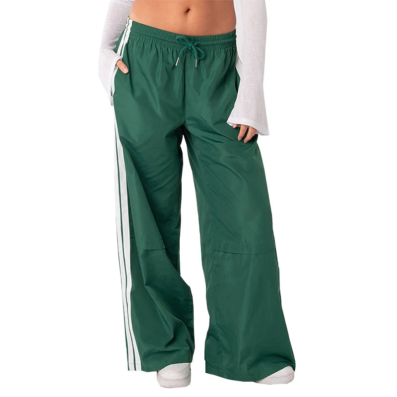 Custom Women's Casual Flat Front Spring Track Pants-Eco-Friendly Anti-Wrinkle Polyester/Nylon Loose Fit