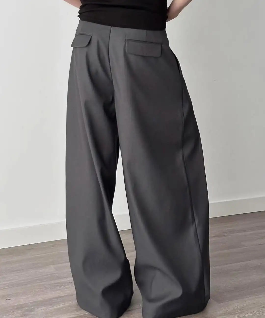 Custom Baggy Black Pleated Dress Pant Men Casual Wide Leg Pleat Pants Trouser