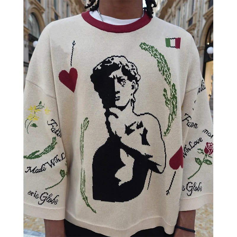 Custom Boxy t Shirt Men Heavyweight Cropped Knit t Shirt for Mens Italian Knit Shirts