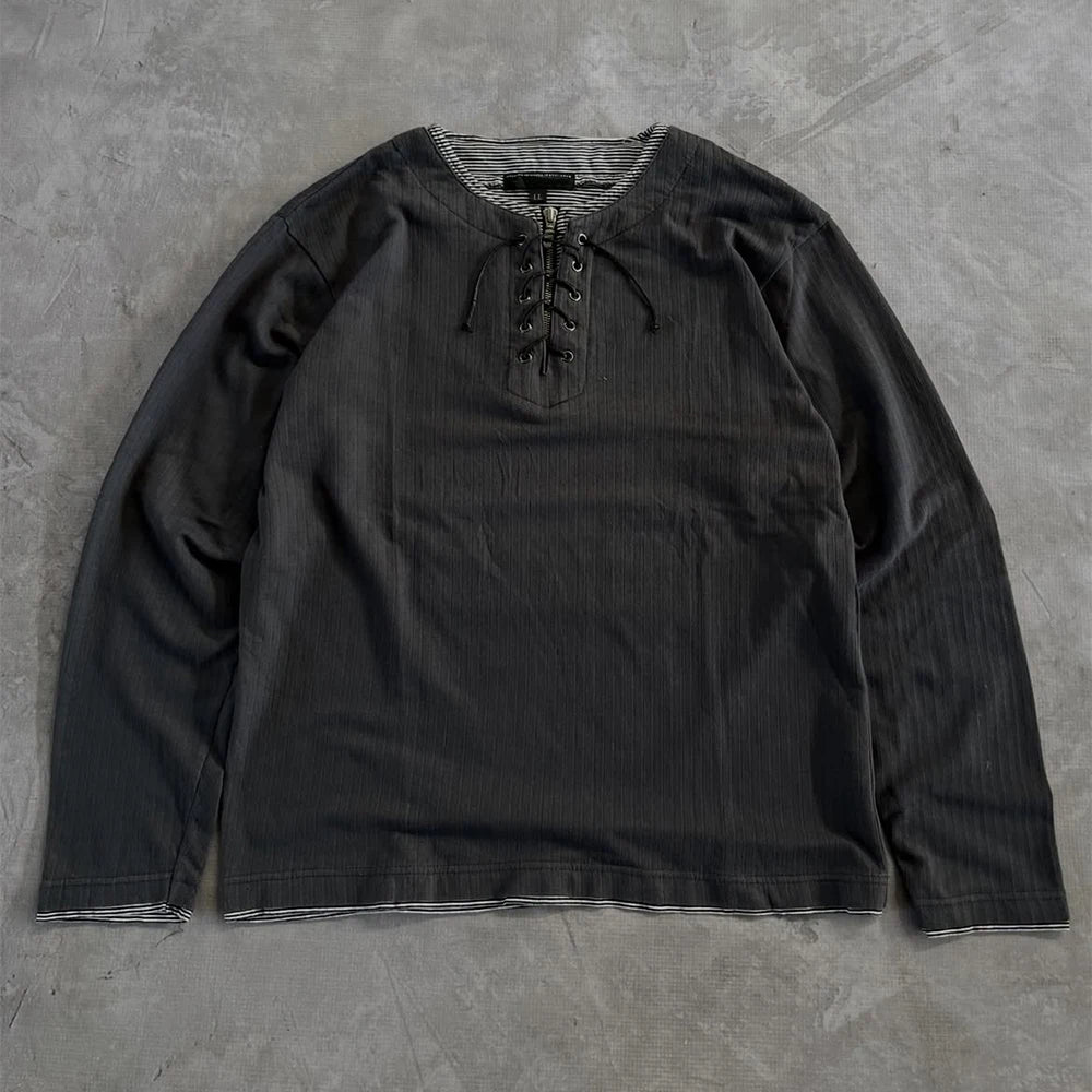 Custom Vintage Wash Henley Shirts for Men Long Sleeve Faded Henley T Shirt