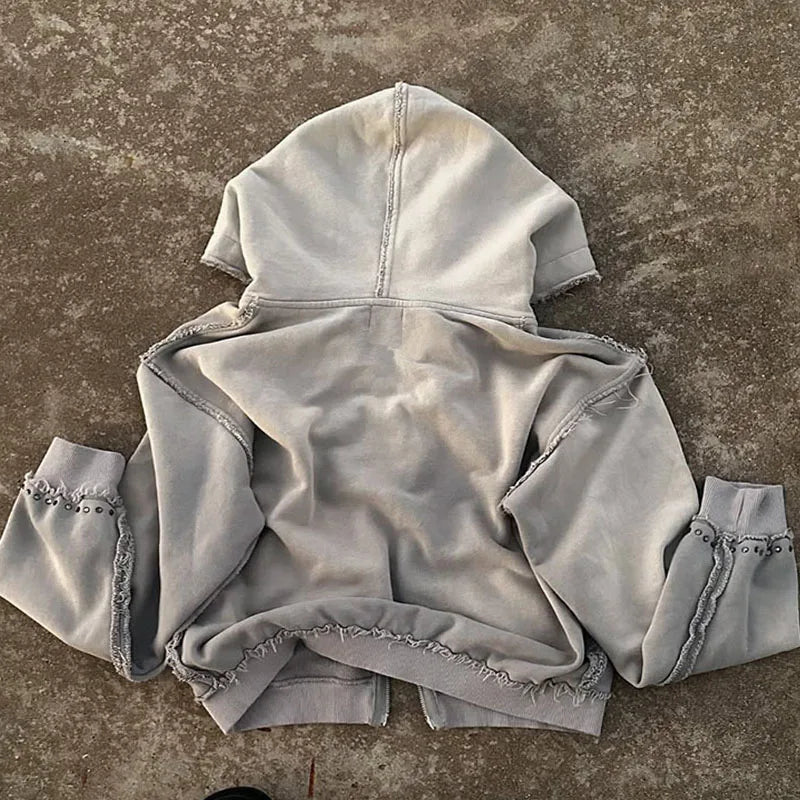Custom 450 Gsm Hoodie 100% Cotton French Terry Zip up Hoodie Vintage 500 Gsm French Terry Hoodie