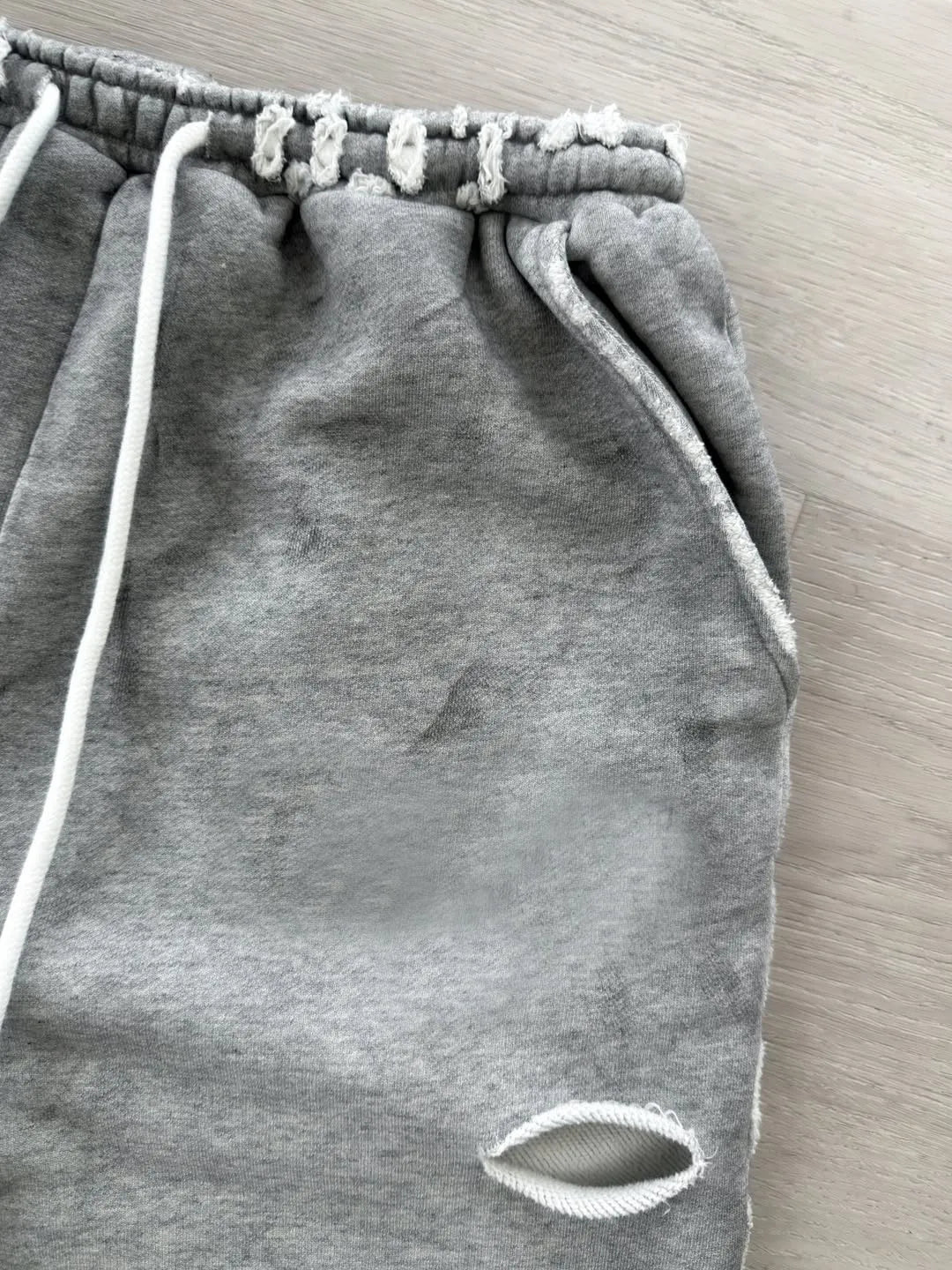 Custom 100% Organic Cotton Grey Sweat Pants French Terry Vintage Distressed 460 Gsm Sweatpants for Men
