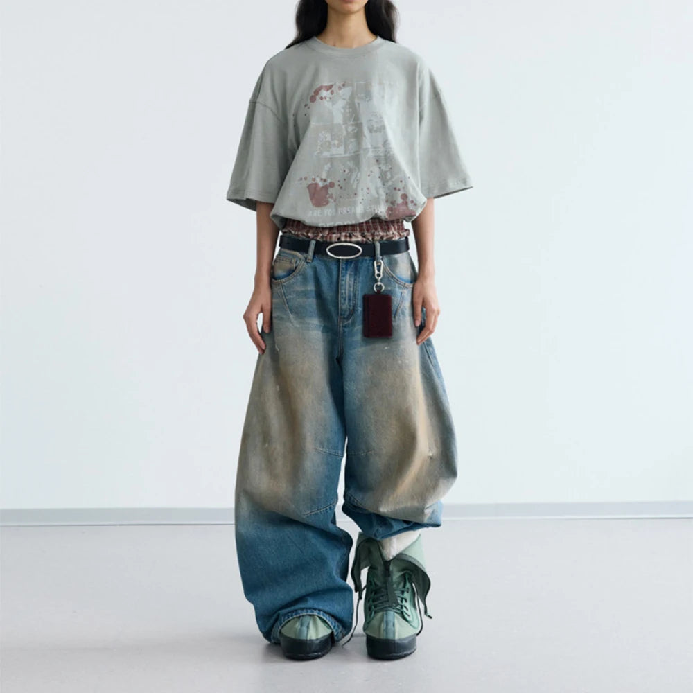 Custom Women's Wide-leg Baggy Jeans Women Casual Barrel Denim Jeans Pants