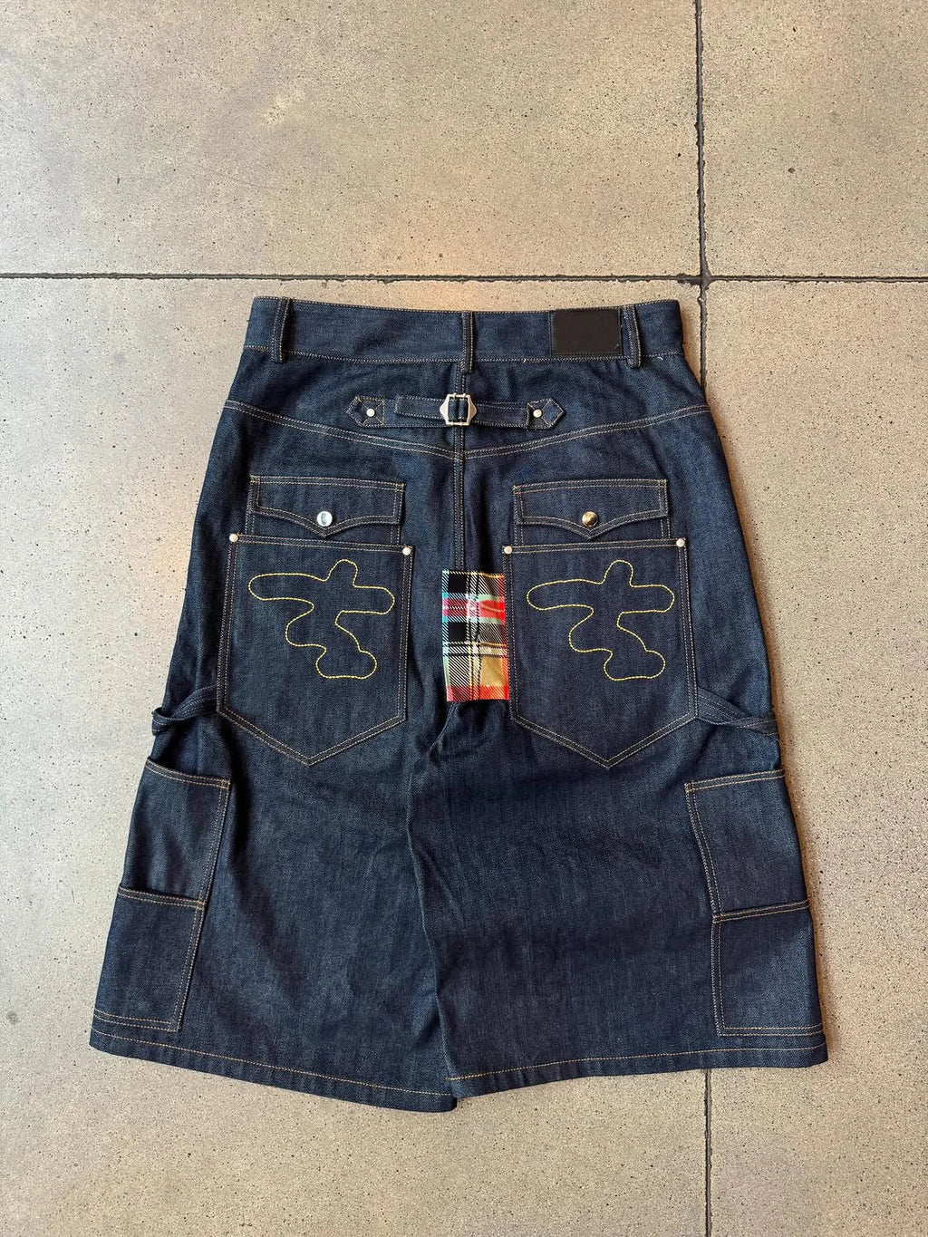 Custom Men's Streetwear Carpenter Denim Shorts 100% Cotton Baggy Work Half Pants for Men Long Denim Jorts