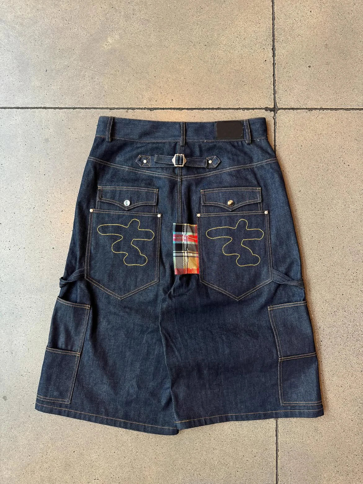 Custom Men's Streetwear Carpenter Denim Shorts 100% Cotton Baggy Work Half Pants for Men Long Denim Jorts