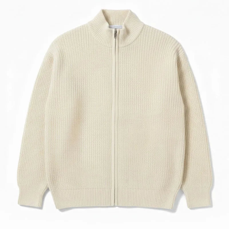 Custom Winter Heavy Knitted Zip-Up Sweater Jacket Cashmere/Wool Sweater for Men Knitwear Manufacturer