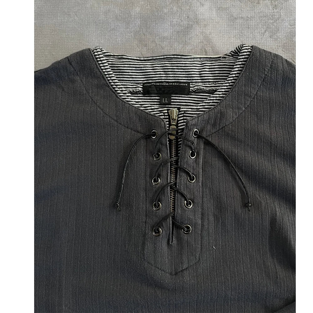 Custom Vintage Wash Henley Shirts for Men Long Sleeve Faded Henley T Shirt