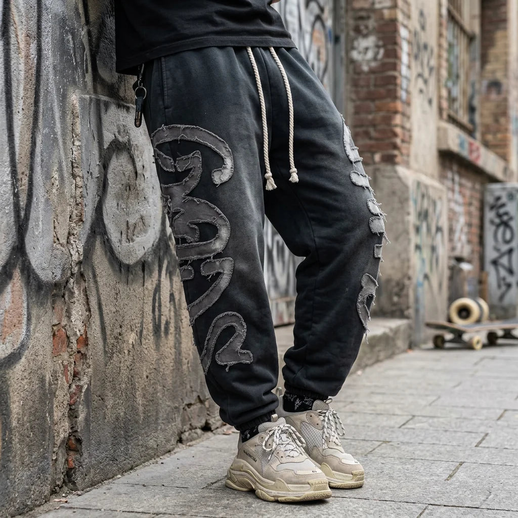 Custom Heavyweight 100% Cotton High Quality Jogger Loose Embroidery Wide Leg Pants Vintage Men Sweatpants