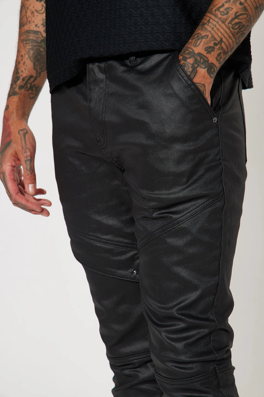 Custom Men's Coated Stacked Skinny Flare Pants Pants for Men Slim Fit Bootcut Pants Manufacturer