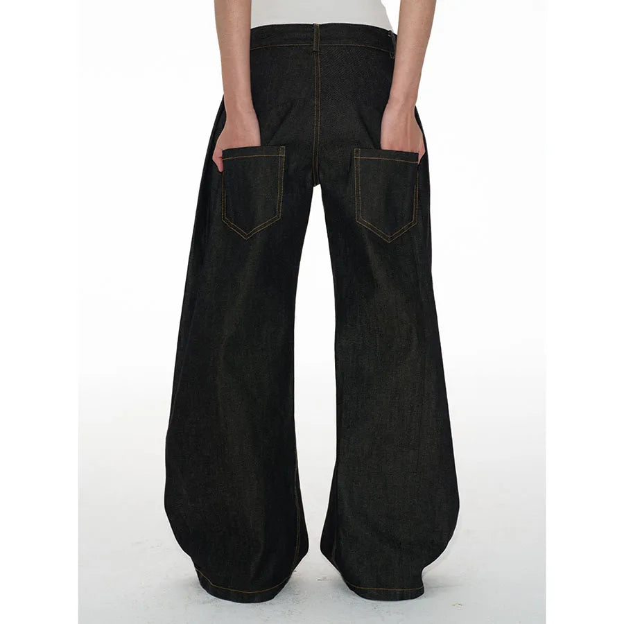 Custom Women's Straight Leg Jeans Beggie Oversized Jeans for Women Barrel Raw Denim Jeans